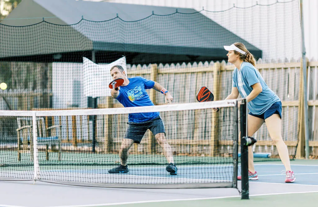 Lighted outdoor pickleball courts